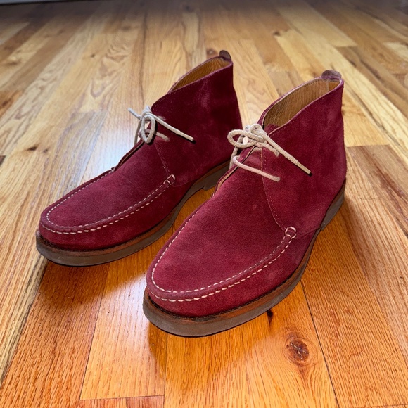 BURGANDY SUEDE BOOTS MASSIMO DUTTI SIZE 8 1/2 / 41 - Picture 1 of 11